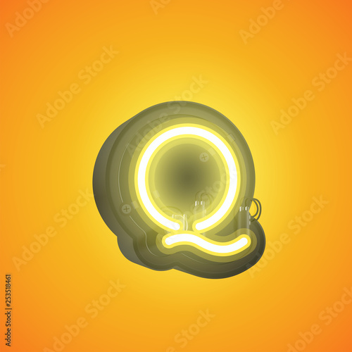 Realistic neon character from a set with console, vector illustration