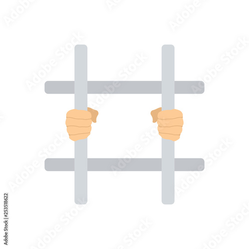 Hands holding prison bars icon