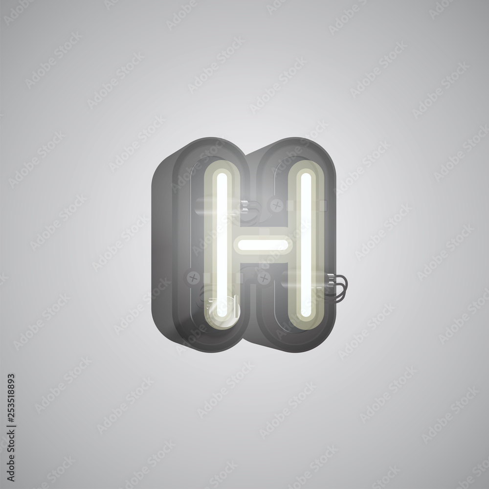Realistic neon character from a set with console, vector illustration Realistic neon character from a set with console, vector illustration