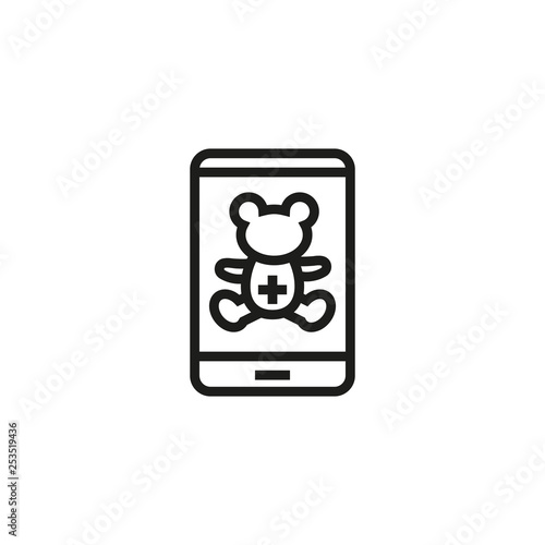 Pediatrician mobile app line icon