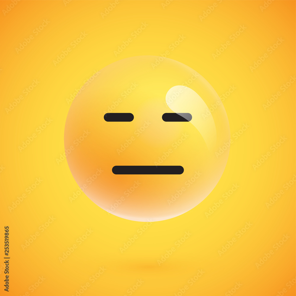 Realistic yellow emoticon in front of a yellow background, vector illustration Realistic yellow emoticon in front of a yellow background, vector illustration