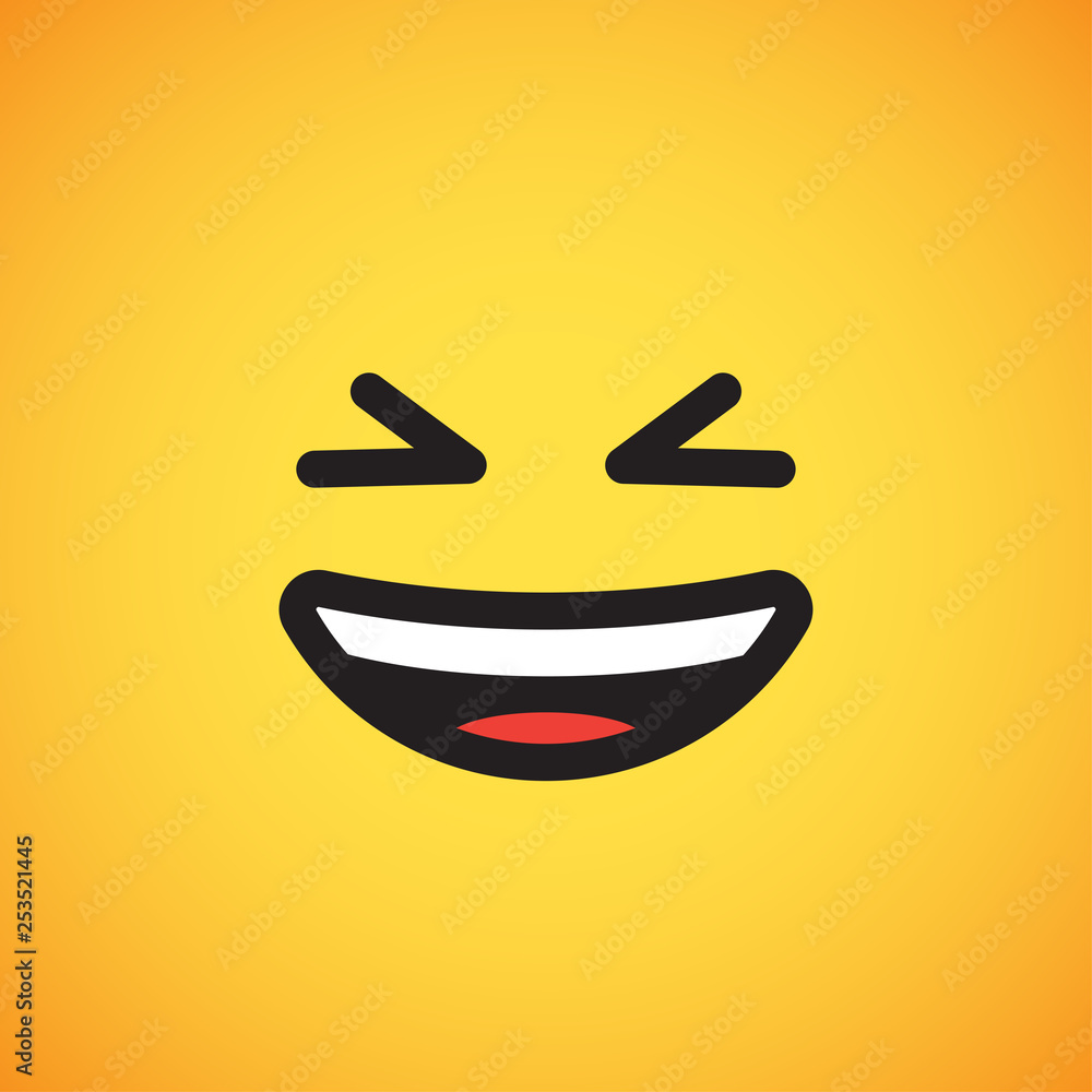 Realistic yellow emoticon in front of a yellow background, vector illustration Realistic yellow emoticon in front of a yellow background, vector illustration