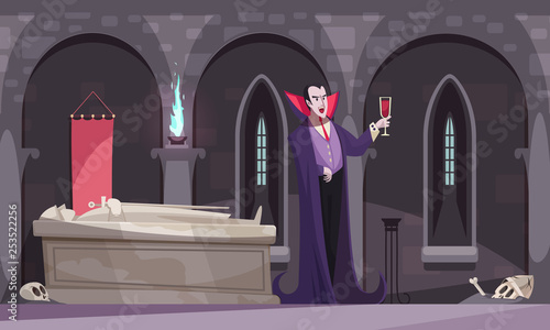 Vampire Drinking Blood Illustration 