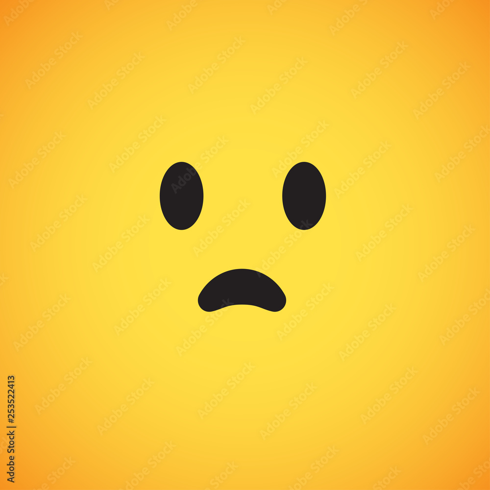 Fototapeta premium Realistic yellow emoticon in front of a yellow background, vector illustration
