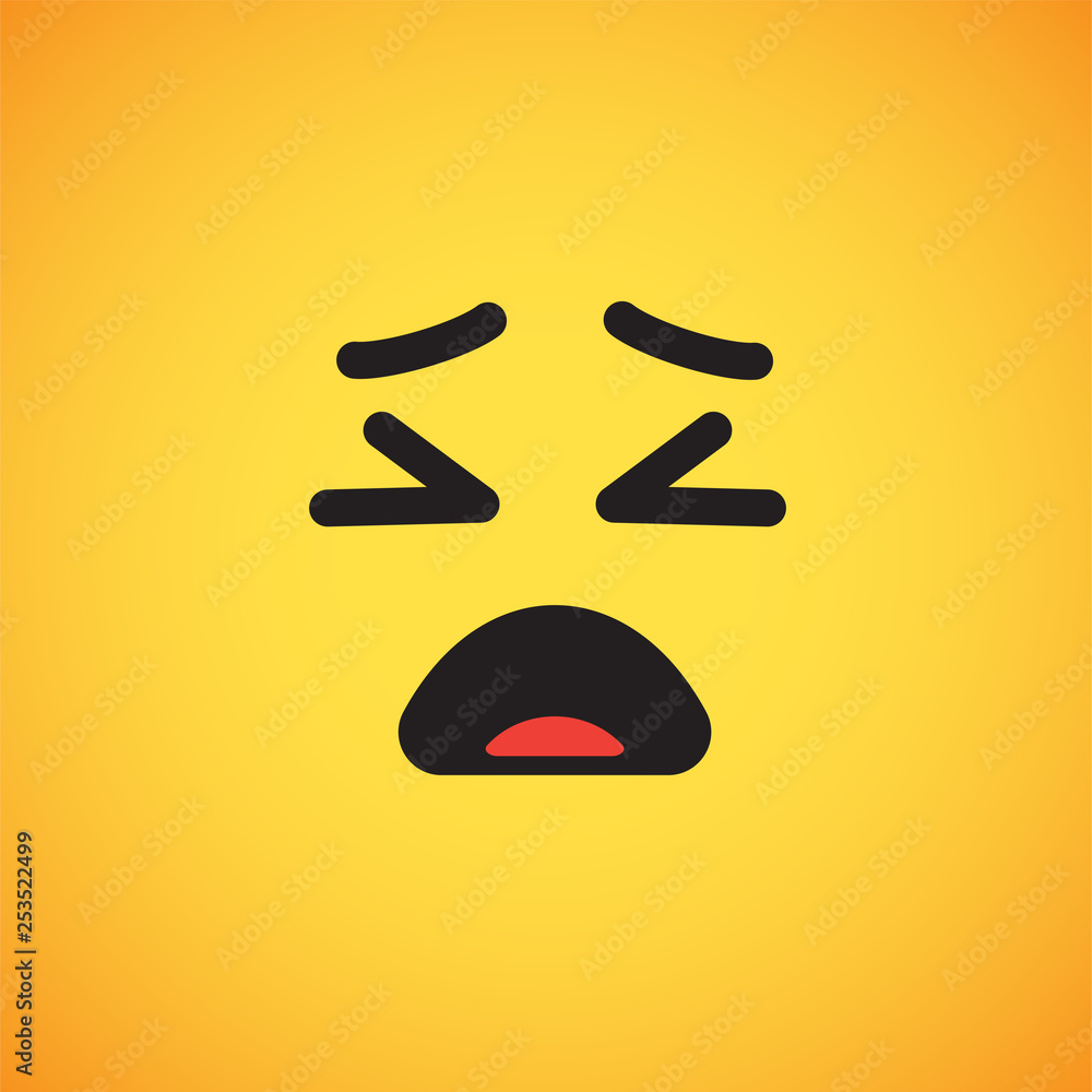 Realistic yellow emoticon in front of a yellow background, vector illustration Realistic yellow emoticon in front of a yellow background, vector illustration
