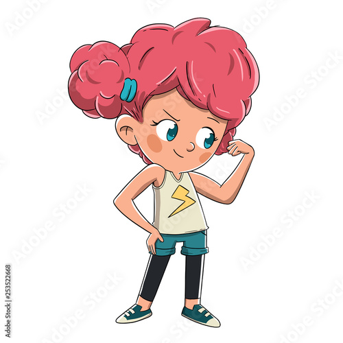 Niña valiente demostrando fuerza