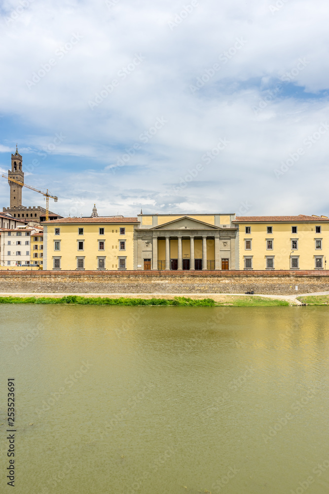 The Palazzo Vecchio over the Arno River in Florence, Italy
