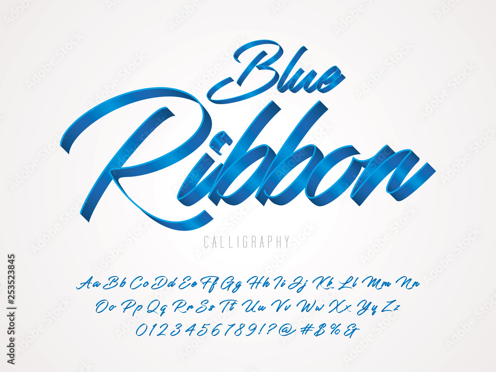 Blue ribbon alphabet design Stock Vector | Adobe Stock