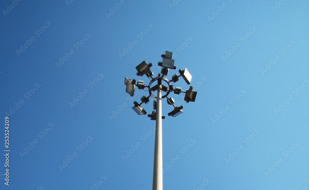 Tall Light Poll with Sky Blue Background Landscape Tall Light Poll with Sky Blue Background Landscape