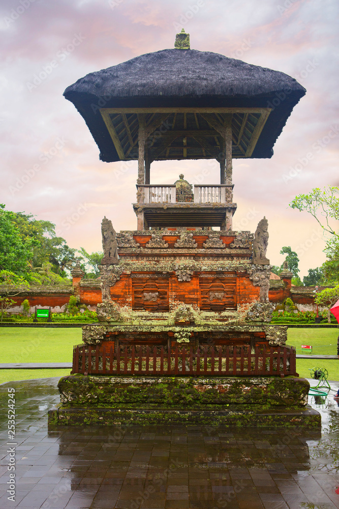 Indonesia, Bali, the bell Tower in the temple complex of Pura Taman Ayun.  The temple of