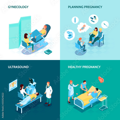 Gynecology And Pregnancy Concept Icons Set