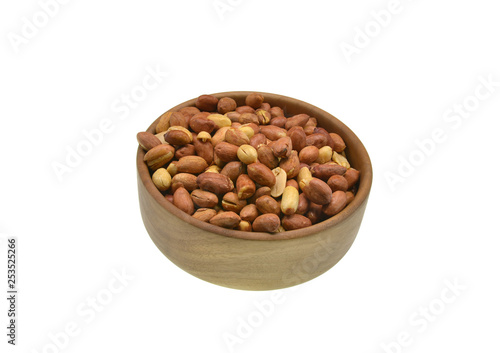 peanuts in a bowl isolated on white background