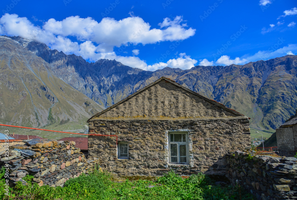 Mountain village in Kazbegi, Georgia