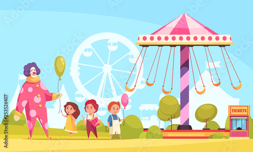 Amusement Park Cartoon Background 