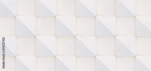 3D pattern made of white and beige geometric shapes, creative background or wallpaper surface made of light and shadow. Futuristic seamless decorative abstract texture design, simple graphic elements