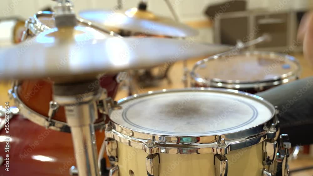 Close up drums in recording studio. Close up drums in recording studio.