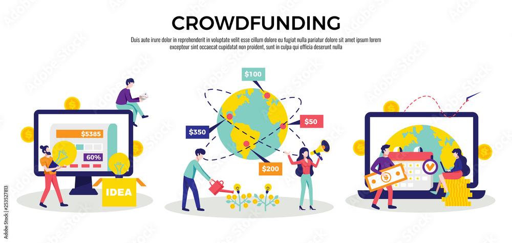 Crowdfunding Compositions Horizontal Set 