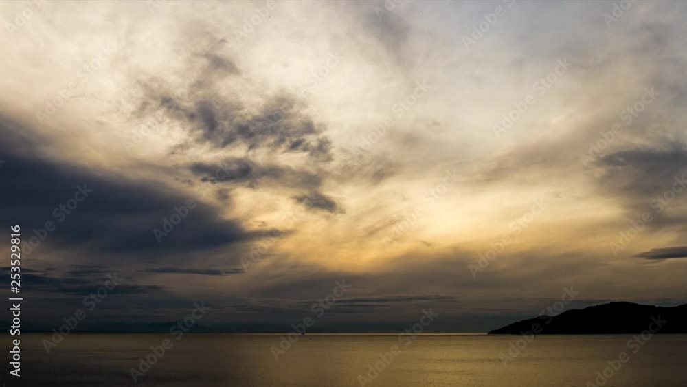 Ocean and Big Clouds Transition Light to Dark Timelapse Ocean and Big Clouds Transition Light to Dark Timelapse