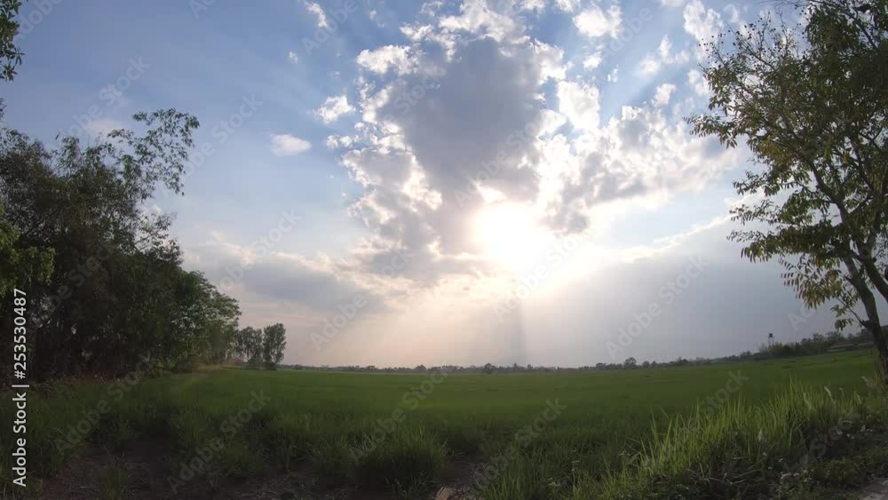 Cloudy Sky over the Green Field. Time Lapse. Cloudy Sky over the Green Field. Time Lapse.