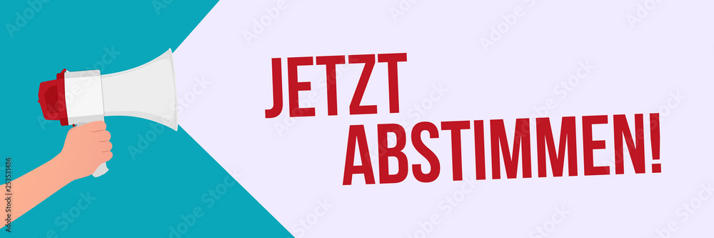 Ταπετσαρία Hand mit Megaphon Banner - Jetzt abstimmen