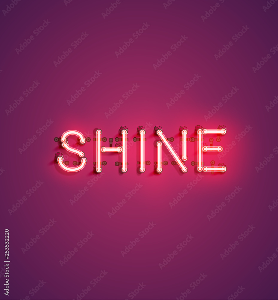 Neon realistic word for advertising, vector illustration Neon realistic word for advertising, vector illustration