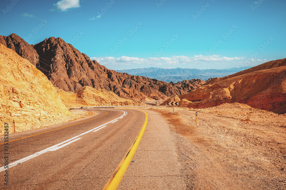 Mountain road in the desert Mountain road in the desert
