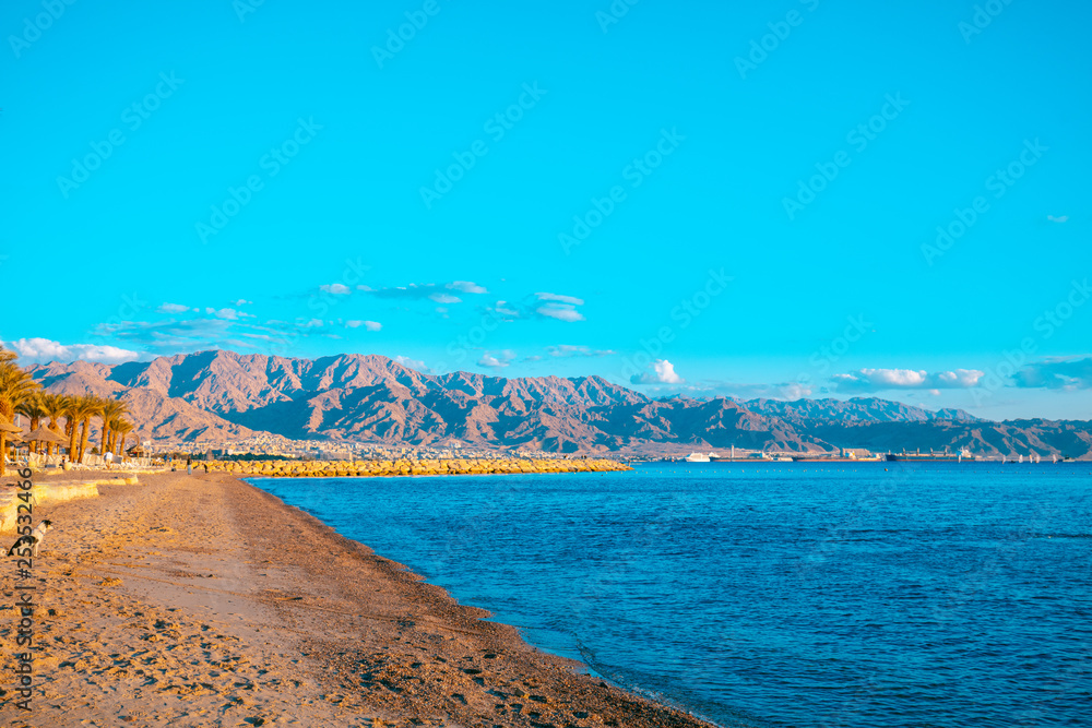 Fototapeta premium Coast of the Red Sea. Beach in Eilat, Israel