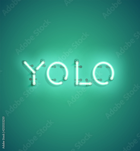 Neon realistic word for advertising, vector illustration