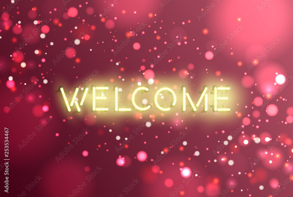 Neon realistic word for advertising, vector illustration Neon realistic word for advertising, vector illustration