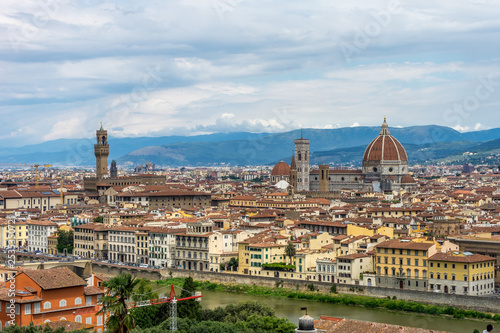 Panaromic view of Florence with Palazzo Vecchio and Duomo viewed from Piazzale Michelangelo (Michelangelo Square) © SkandaRamana