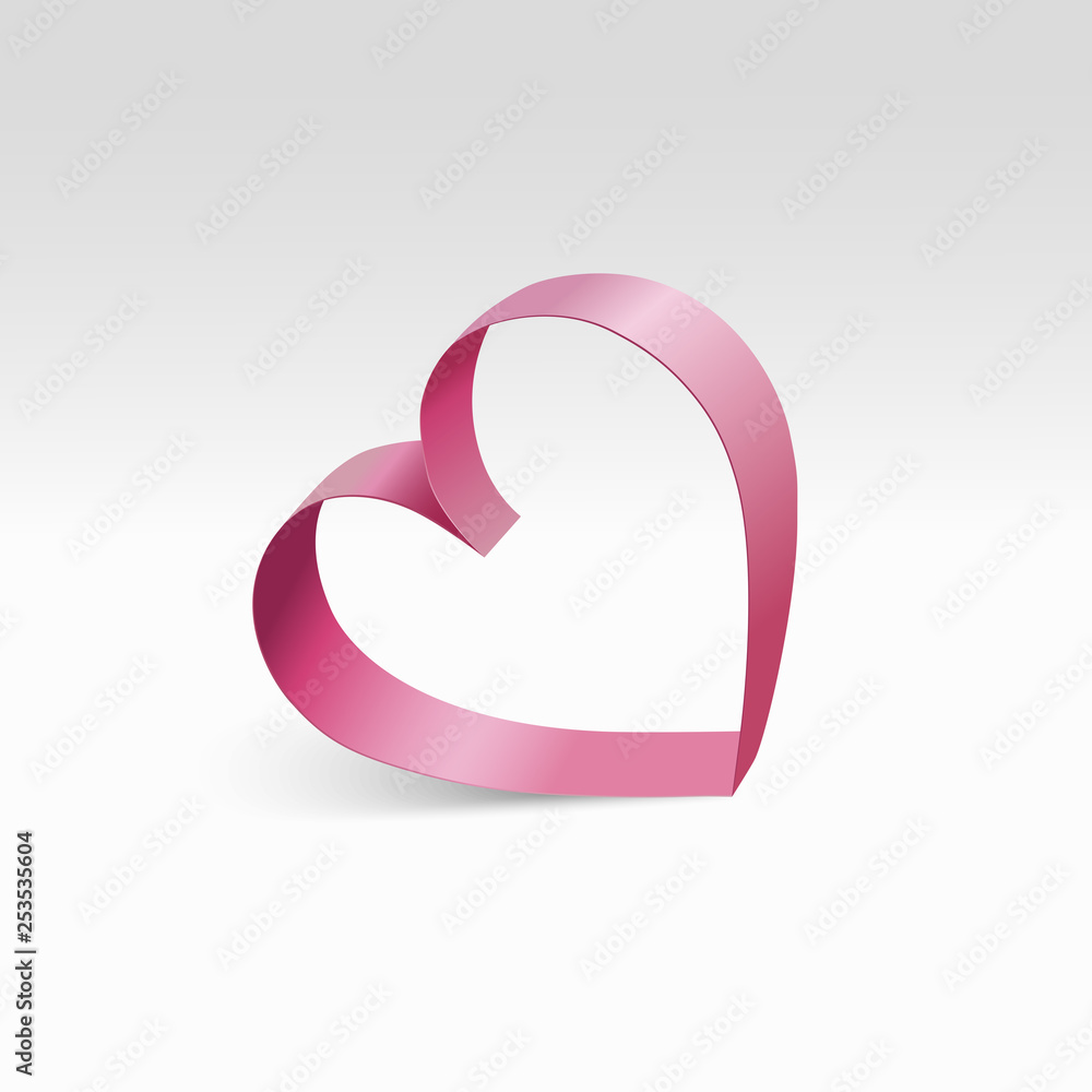 Vector paper pink heart shape element on transparent background. - Illustration