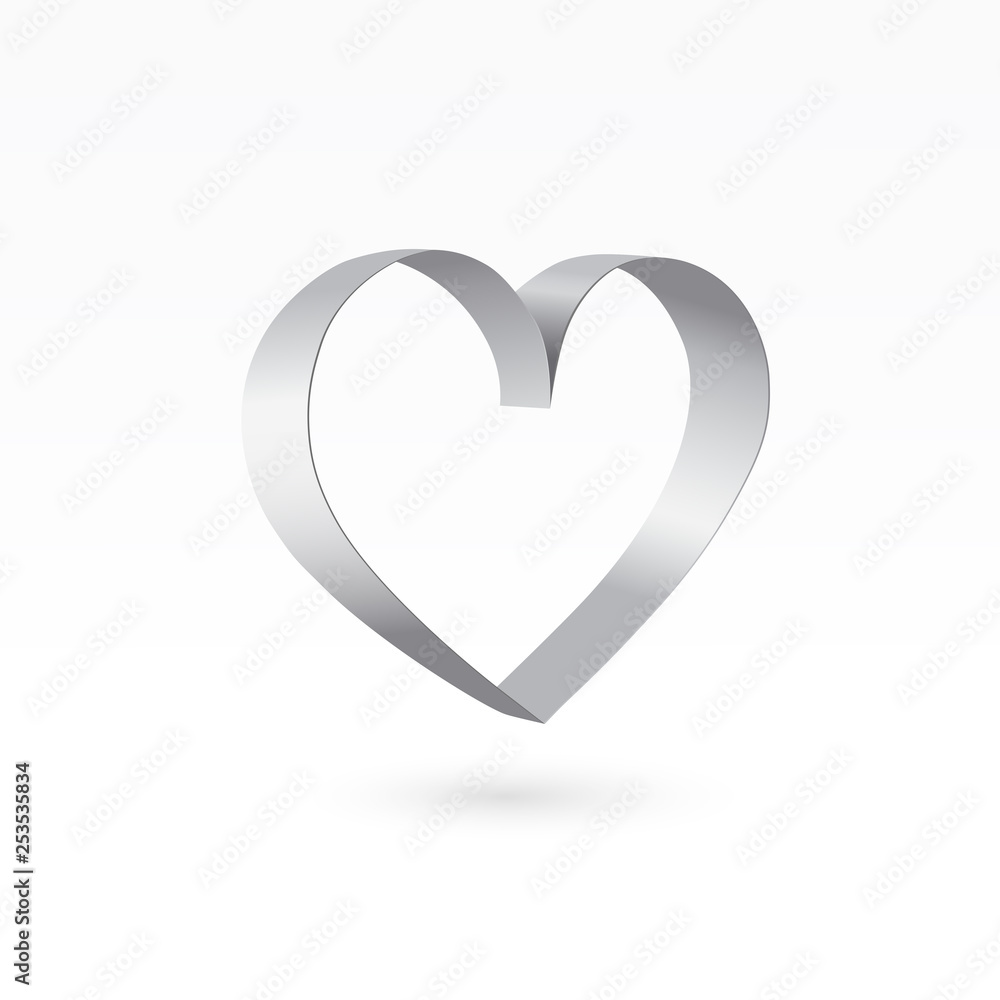 Vector paper silver heart shape on transparent background ...