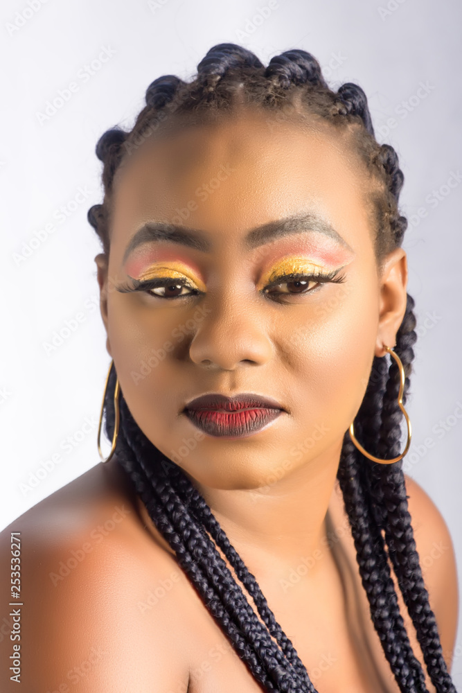 Close up portrait of a lady showing the beauty of her makeup Close up portrait of a lady showing the beauty of her makeup