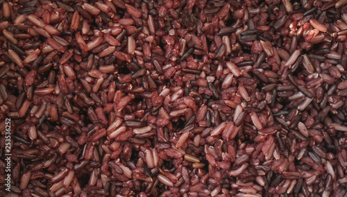 Riceberry cooked background texture .Healthy food concept
