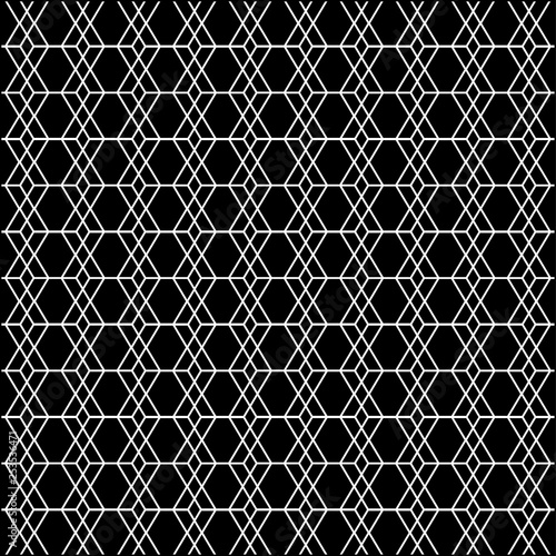 Seamless black and white geometric honeycomb vector pattern