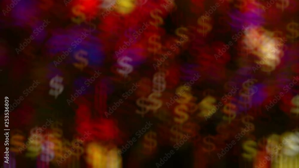 Lights bokeh in the form of dollars and blur. Bright background for video or presentations Lights bokeh in the form of dollars and blur. Bright background for video or presentations