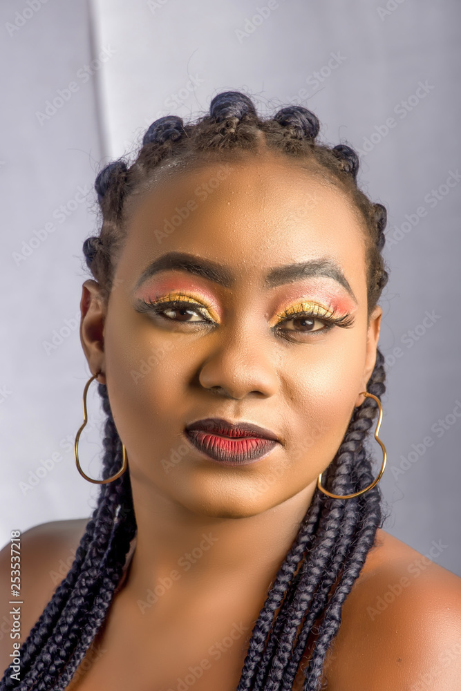 Close up portrait of a lady showing the beauty of her makeup Close up portrait of a lady showing the beauty of her makeup