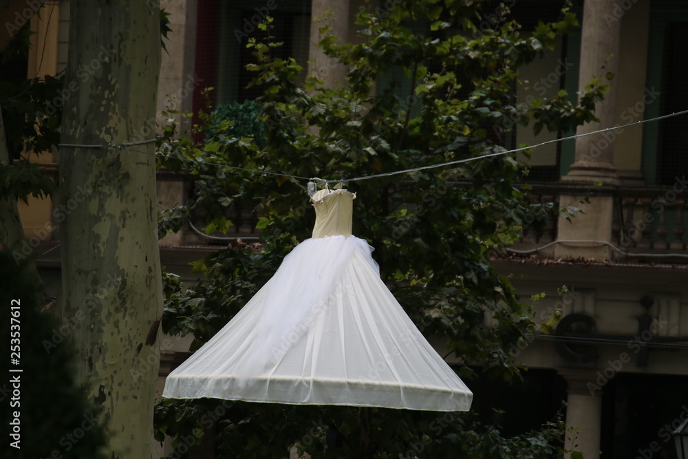  A flying wedding dress