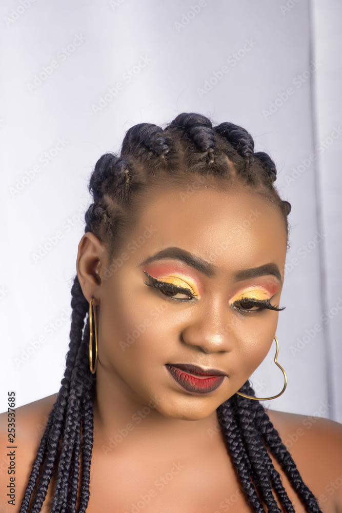 Close up portrait of a lady showing the beauty of her makeup Close up portrait of a lady showing the beauty of her makeup