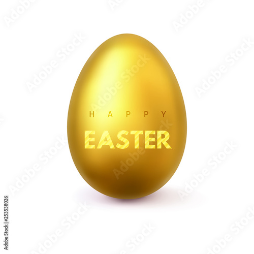 Happy Easter gold realistic easter egg