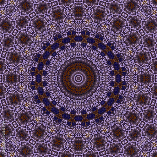 Boiled violet  blue  brown  white circle lace tille centered pattern