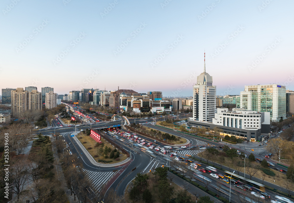 Fototapeta premium Chang an Street and Financial street night scene