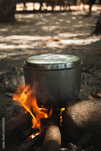 cauldron on fire