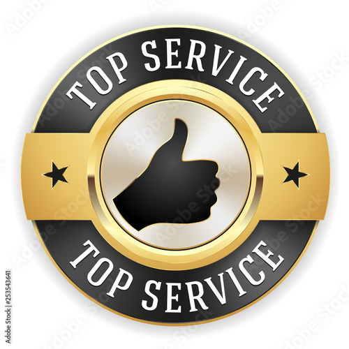 Golderner Top Service Siegel mit schwarzem Rand