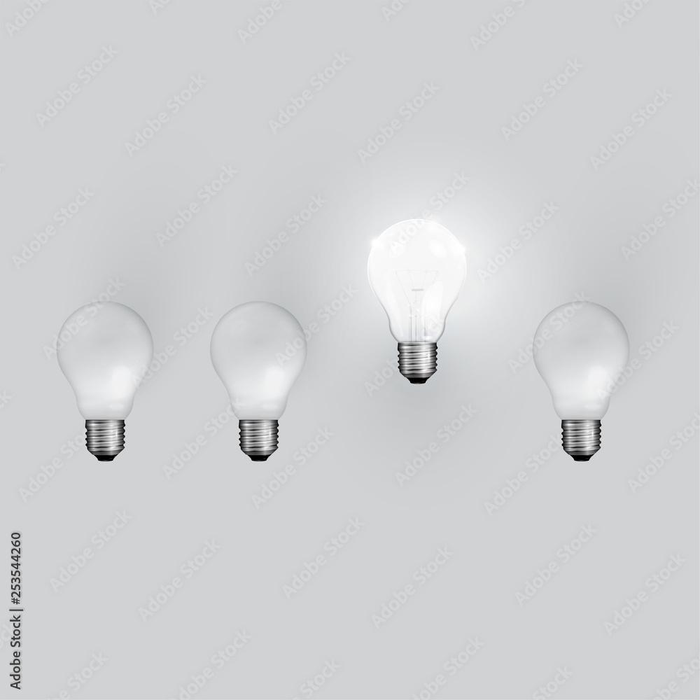 High detailed realistic light bulb illustration, vector High detailed realistic light bulb illustration, vector