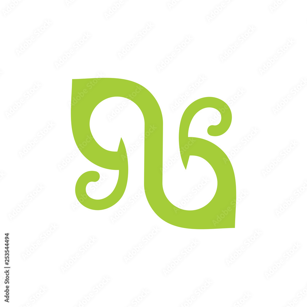 abstract letter qb curves green leaf logo abstract letter qb curves green leaf logo