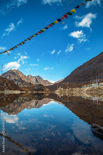 The beautiful lake and its reflection at Sela Pass in Arunachal Pradesh
