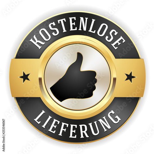 Goldener kostenlose Lieferung Siegel mit schwarzem Rand