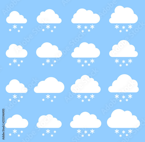 Cloud and snow on blue background