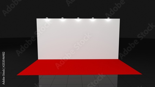 Backdrop with red carpet 3x6 meters. 3d render photo